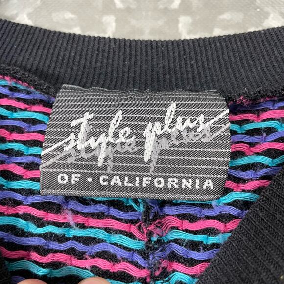 Style Plus Vintage 80's Black Polka Dot Short Sleeve Knit Top Sweater - Size OS - Picture 5 of 8